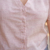 Button Front V-Neck Shirt