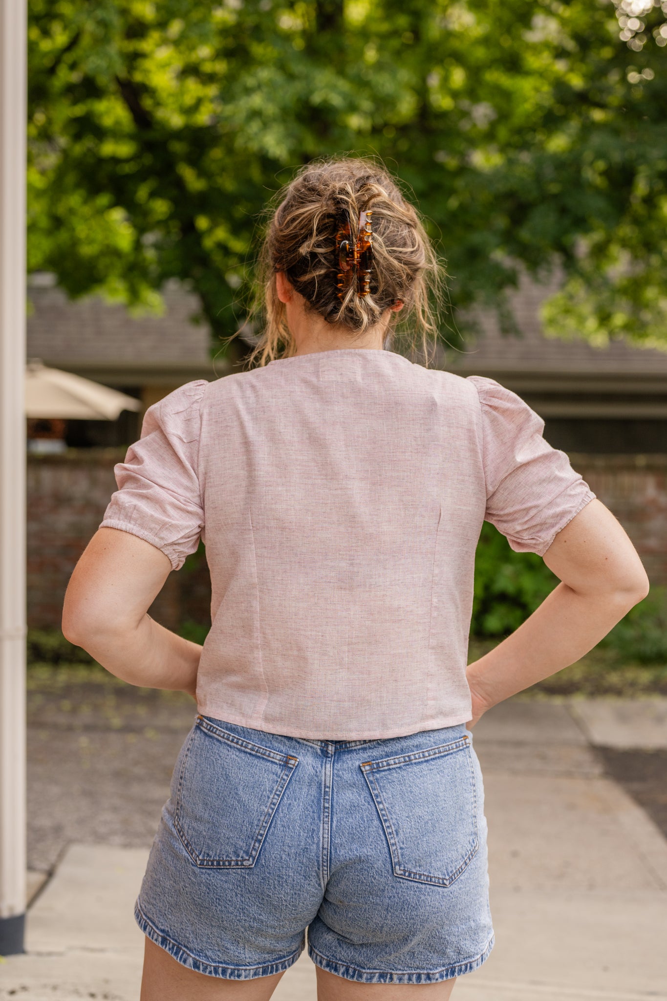 Button Front V-Neck Shirt