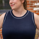 Sleeveless Knit Dress with Piping