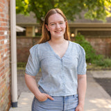 Button Front V-Neck Top