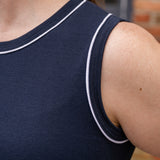 Sleeveless Knit Dress with Piping