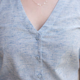 Button Front V-Neck Top