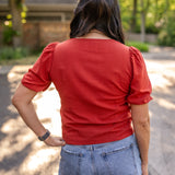 Button Front V-Neck Shirt