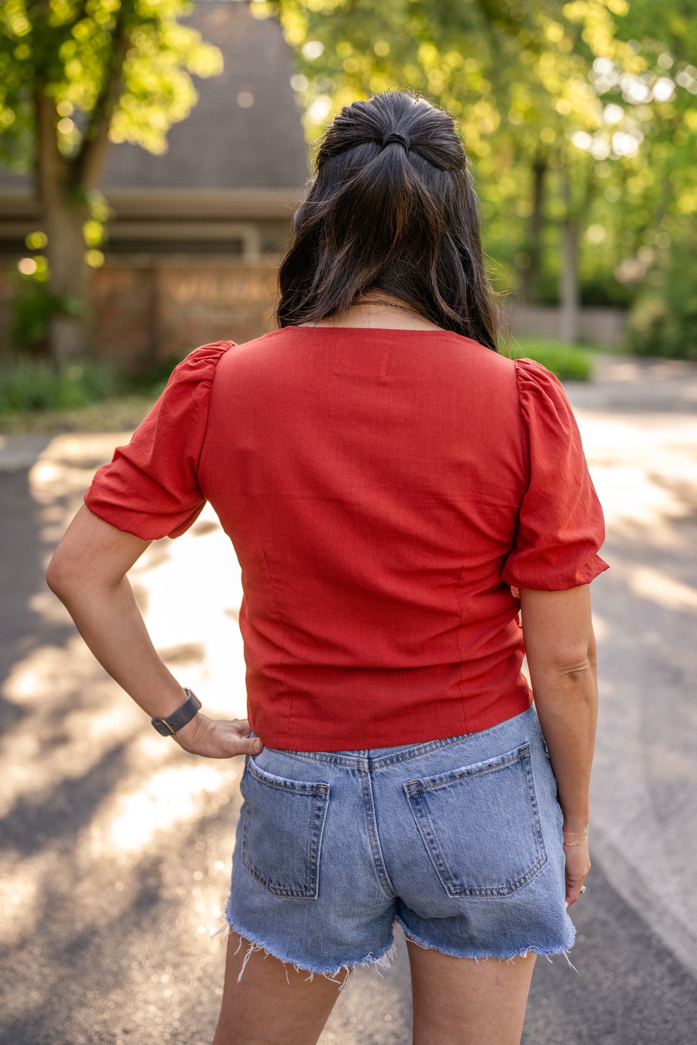 Button Front V-Neck Shirt