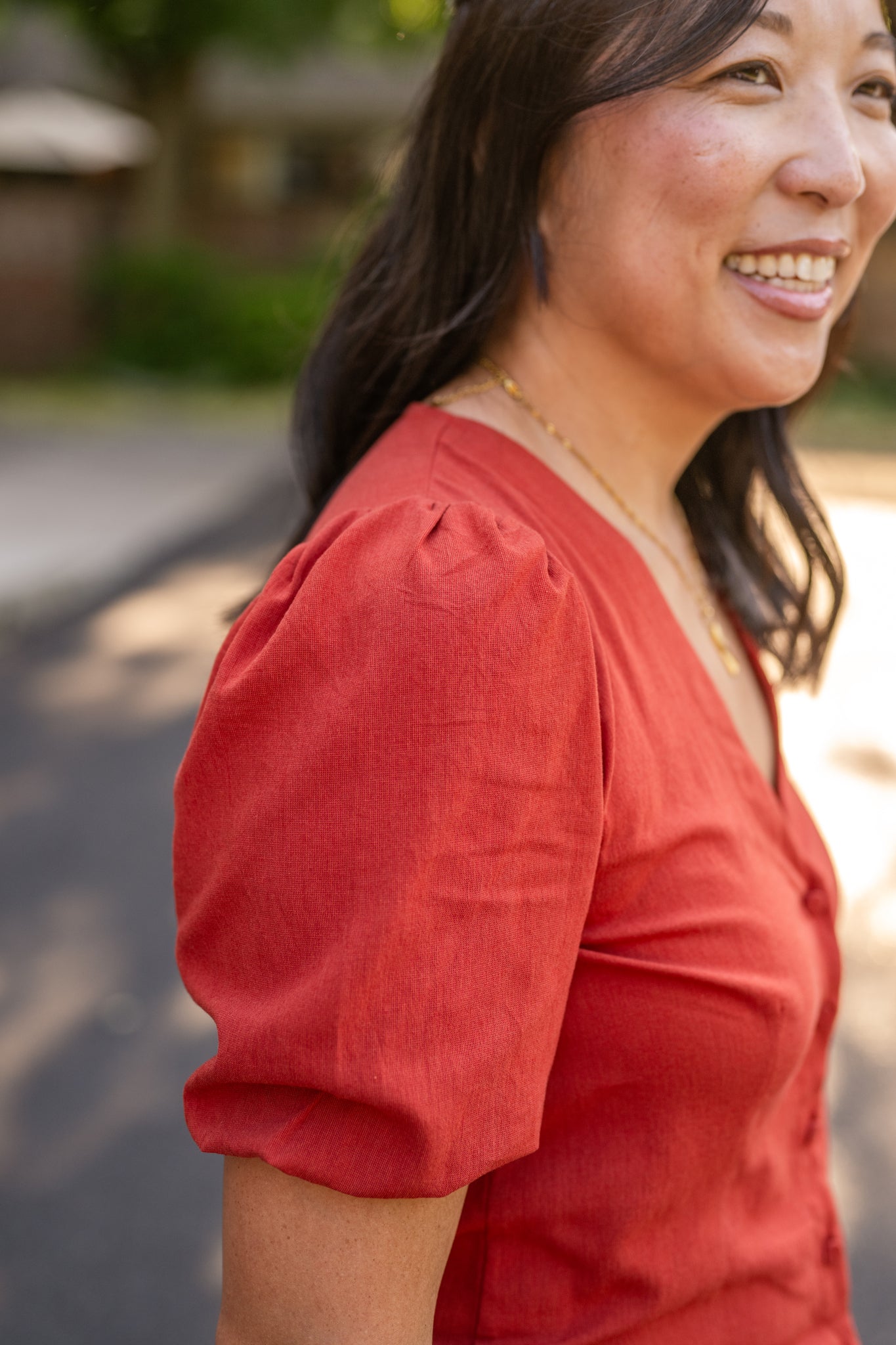 Button Front V-Neck Shirt