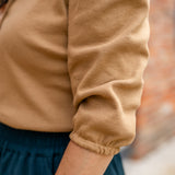 Rib Puff Sleeve Henley Top