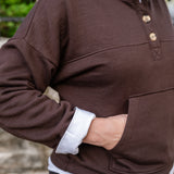 Pull-Over Button-Mock Sweatshirt