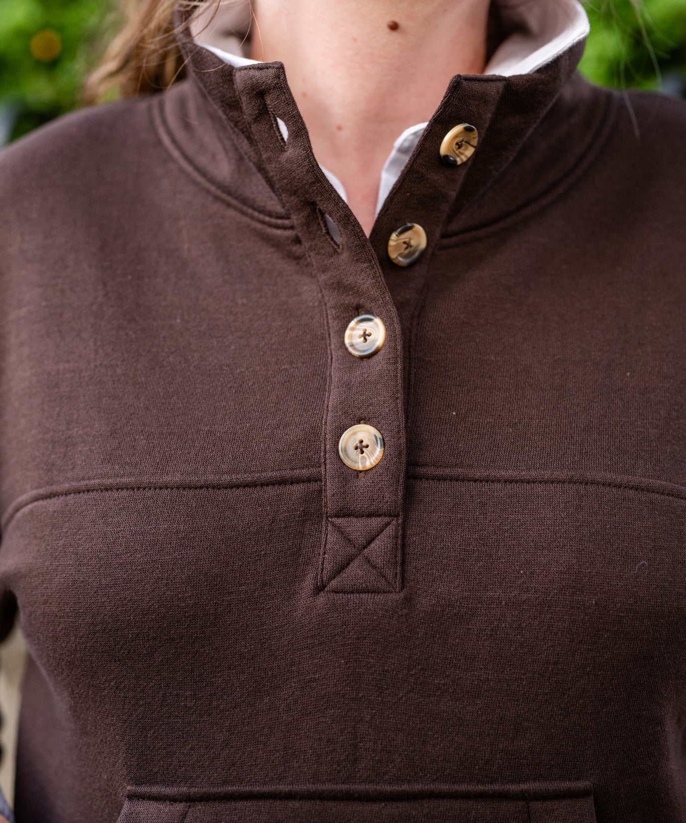 Pull-Over Button-Mock Sweatshirt