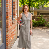 Sleeveless Button-Up Linen Dress