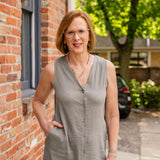 Sleeveless Button-Up Linen Dress