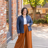 Brushed Flannel Button-Up Blouse