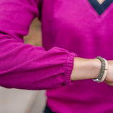 Contrasting V- Neck Top