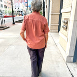 Open Collar V-Neck Button-up Blouse