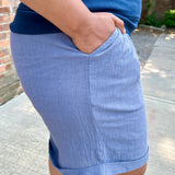 Crinkle Cotton Gauze Pull-On Short