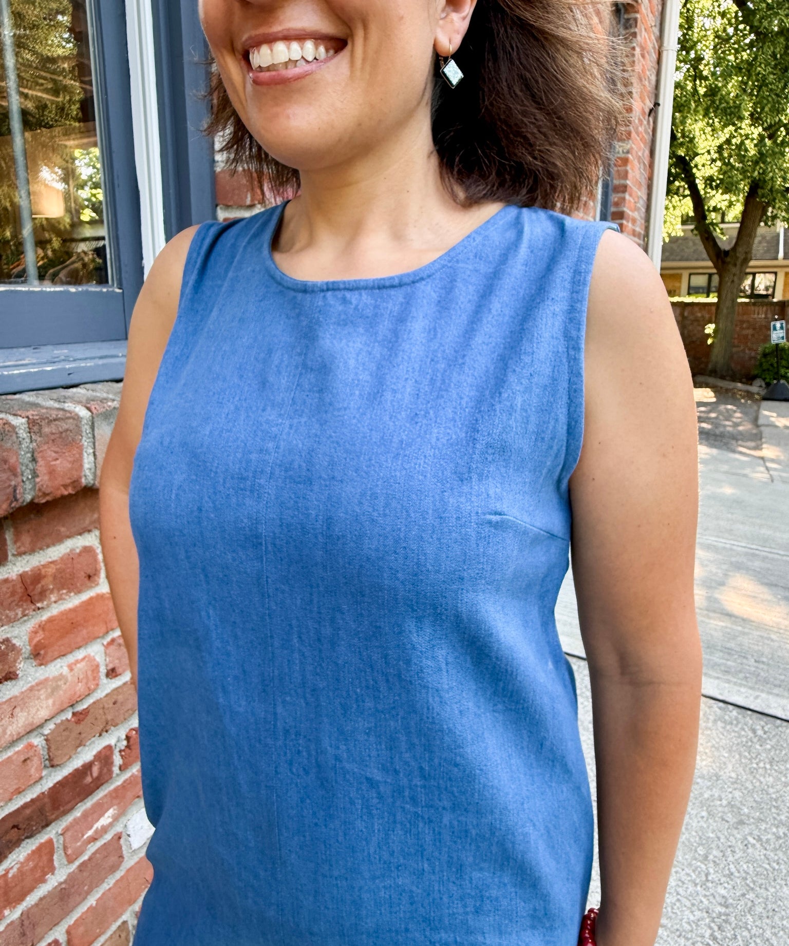Drawstring Denim Mini Dress