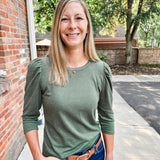 3/4 Puff Sleeve Knit Top