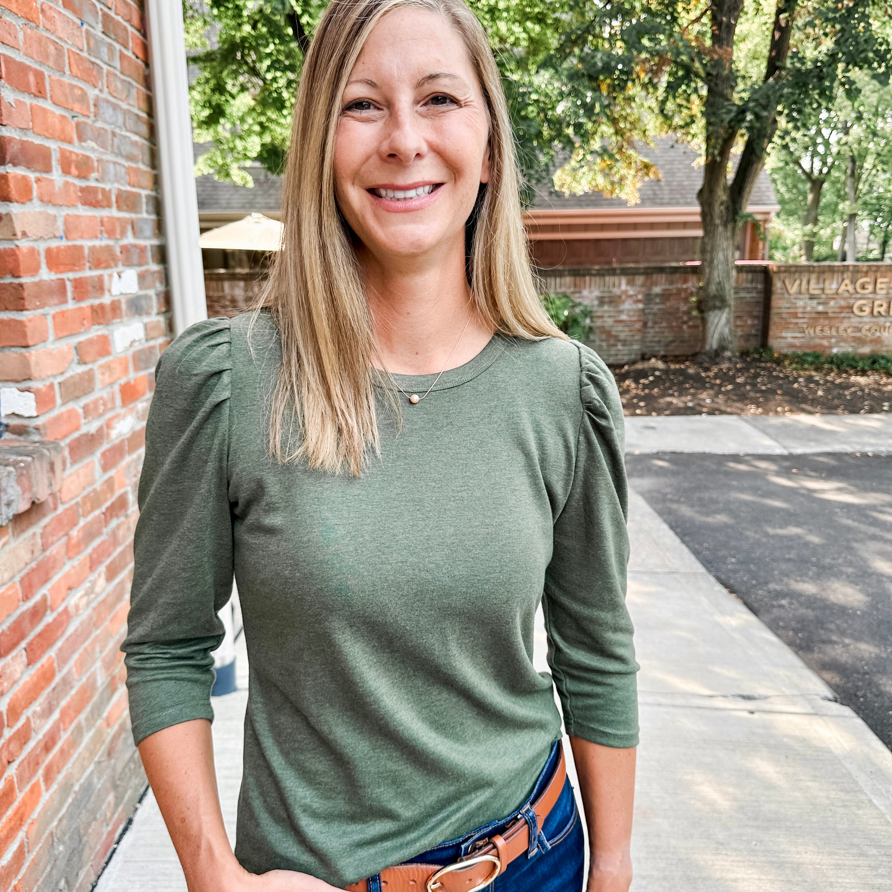 3/4 Puff Sleeve Knit Top