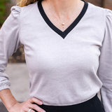 Contrasting V- Neck Top