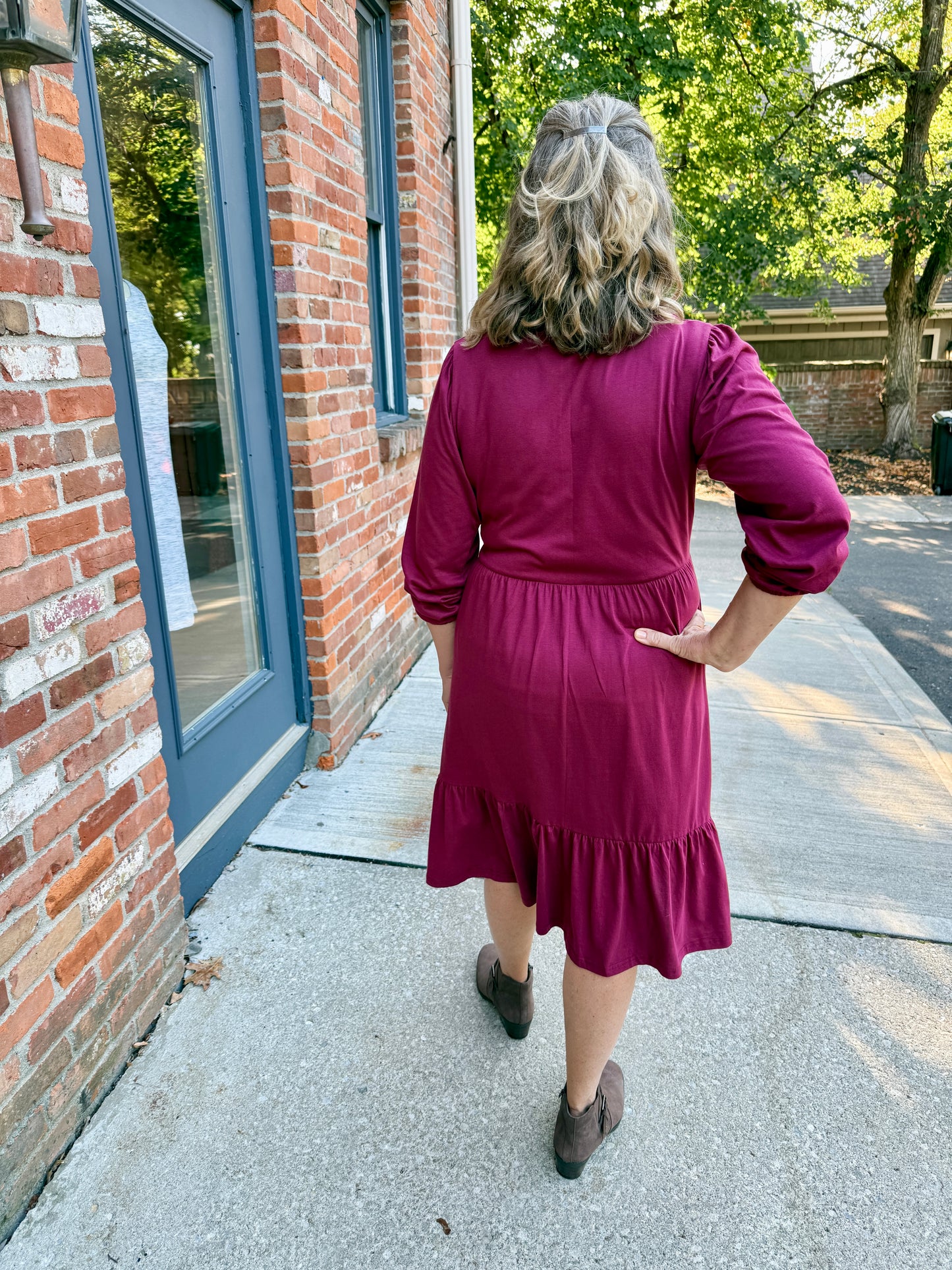 Tiered Knit Shirt Dress