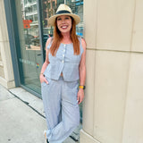 Chambray Button-Front Vest