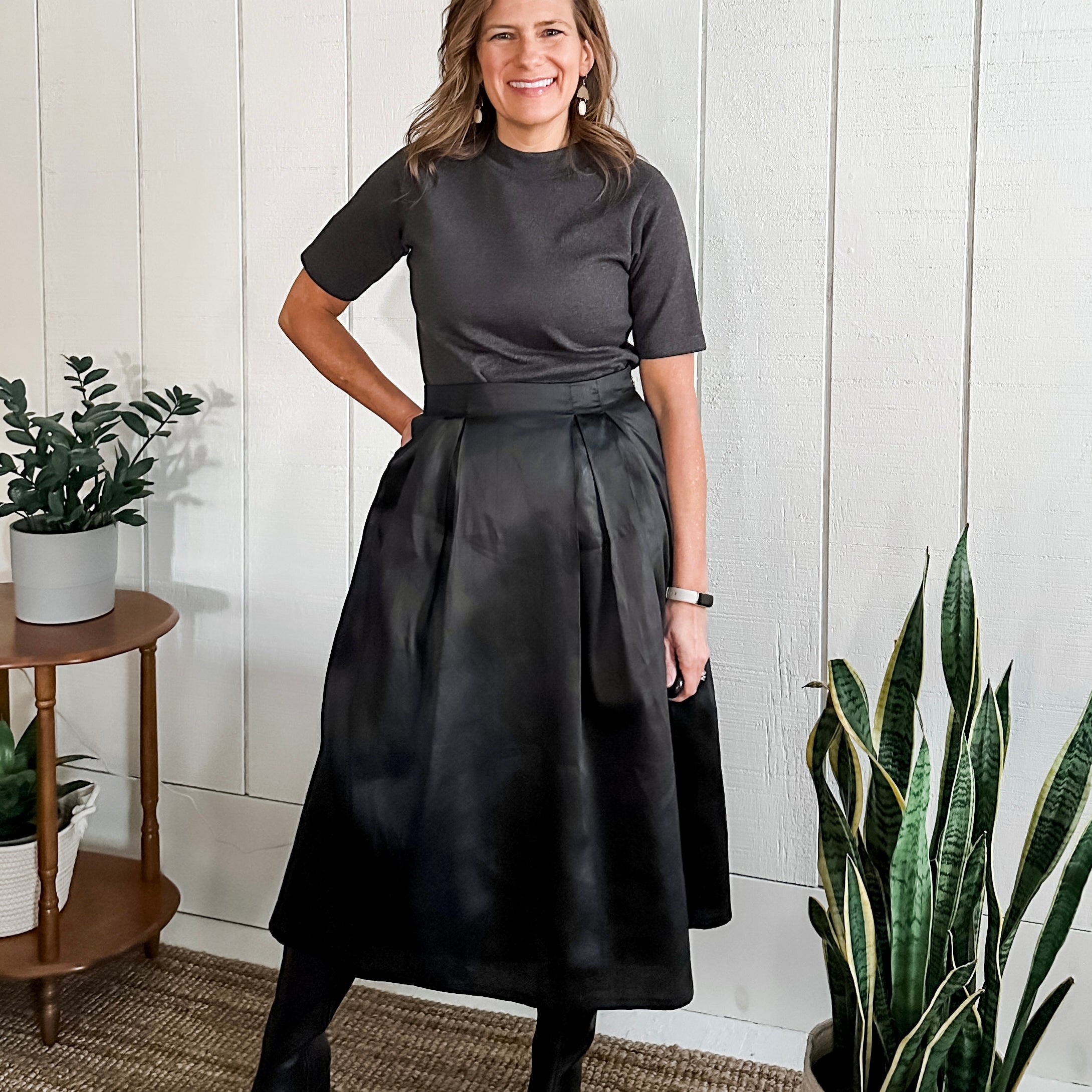 Wide Box Pleat Skirt