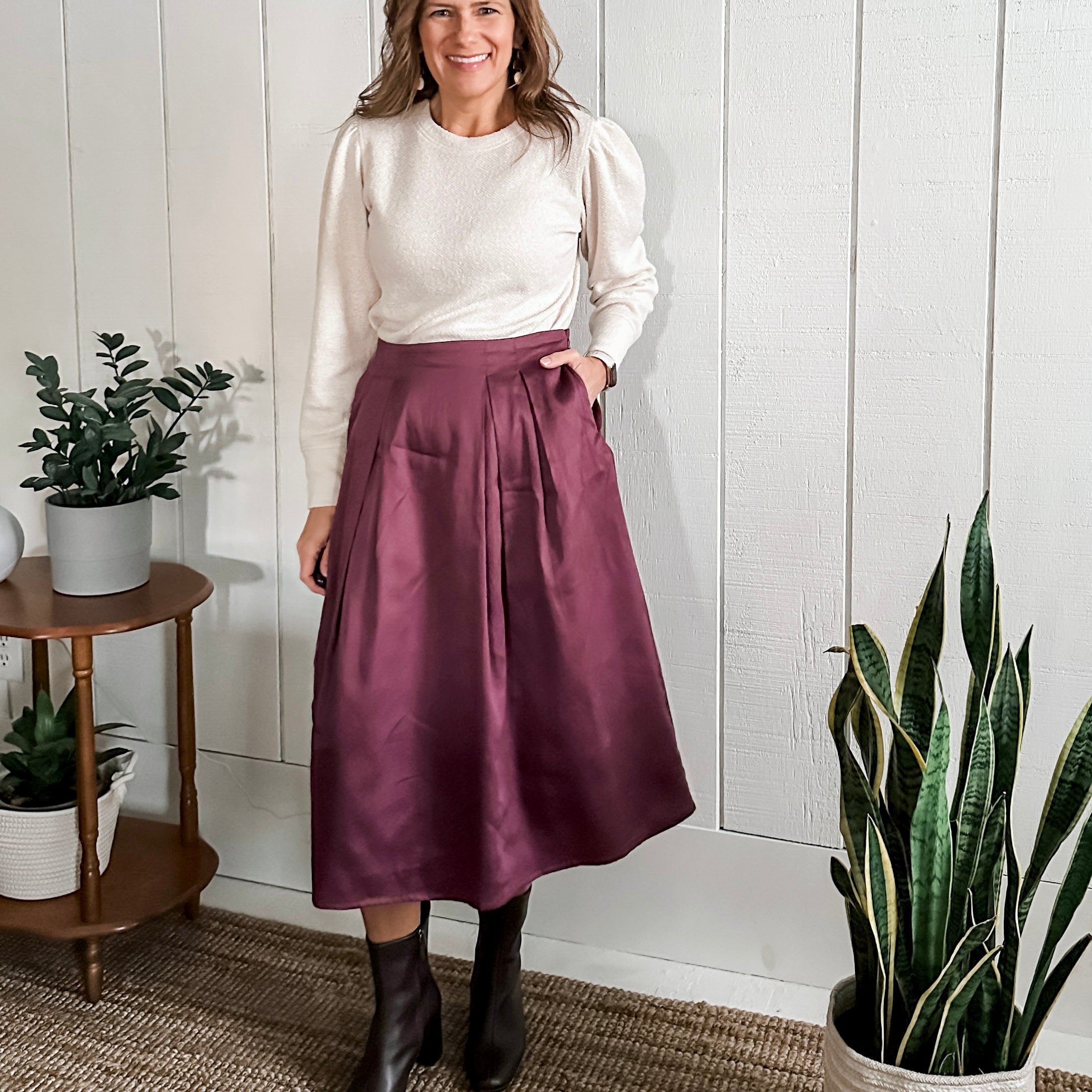 Wide Box Pleat Skirt