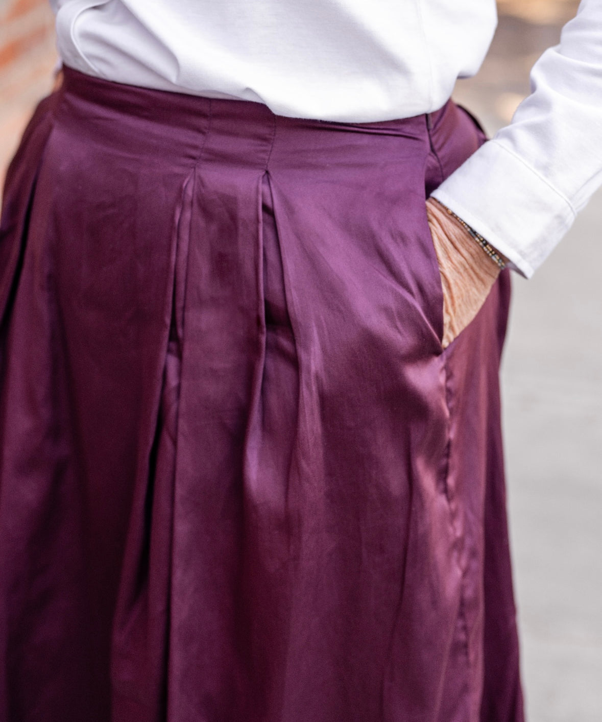Wide Box Pleat Skirt