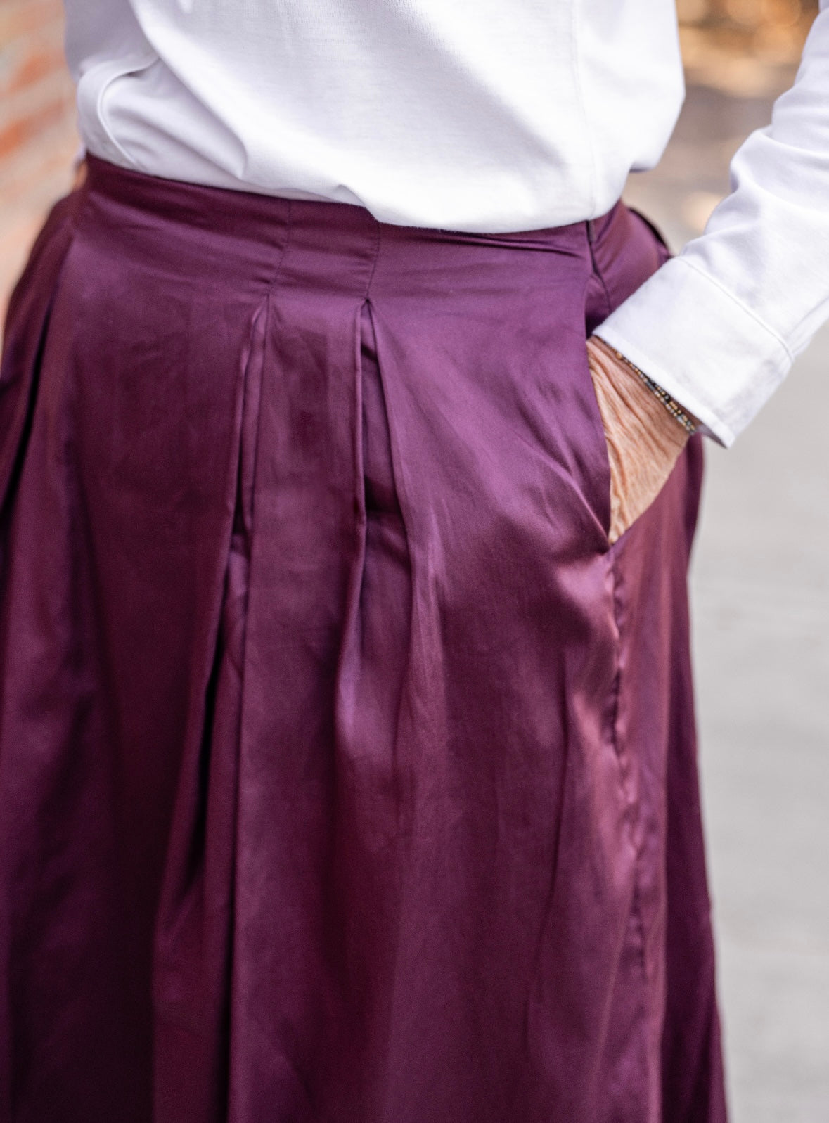 Wide Box Pleat Skirt