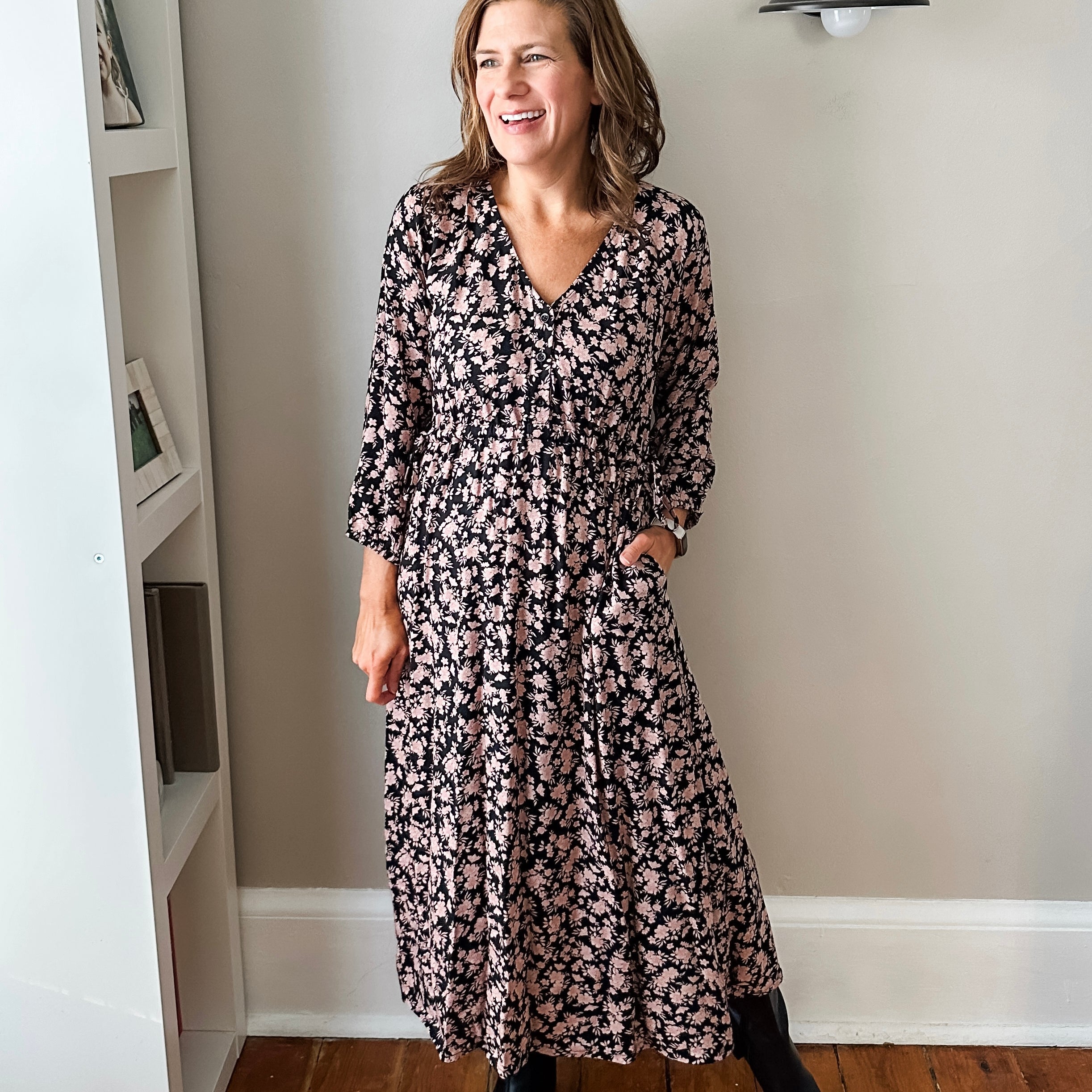 Midi Dress with Tie Waist