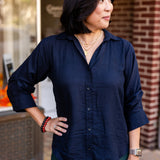 Push-Up Sleeve Button-Up