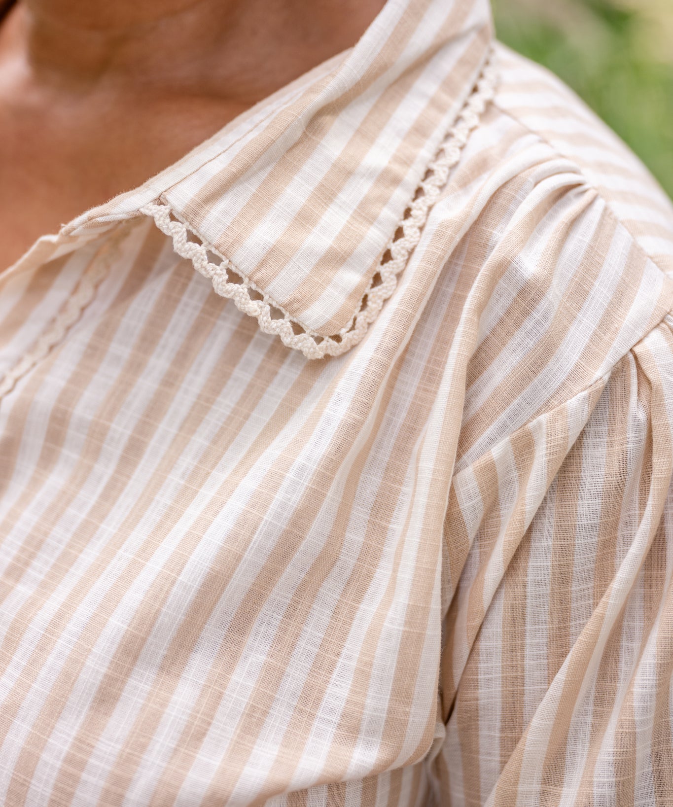 Short Sleeve Button-Up Blouse with Lace