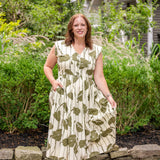 Jewel Button-Front Midi Dress