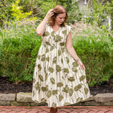 Jewel Button-Front Midi Dress
