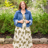 Jewel Button-Front Midi Dress