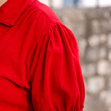 Short Sleeve Button-Up Blouse with Lace
