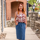 Denim Mid-Length Skirt