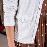 Raw Hem Button Front Cardigan Jacket