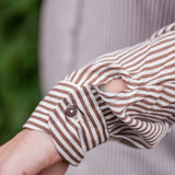 Classic Fit Button-Up Brown Stripe