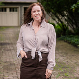 Classic Fit Button-Up Brown Stripe