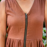 Zip Front Midi Dress