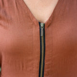 Zip Front Midi Dress