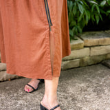 Zip Front Midi Dress