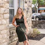 Zip Front Midi Dress