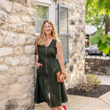 Zip Front Midi Dress