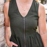 Zip Front Midi Dress