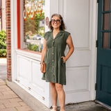 Button Front Dress with Lapel