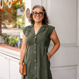 Button Front Dress with Lapel