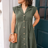 Button Front Dress with Lapel