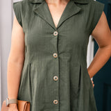 Button Front Dress with Lapel