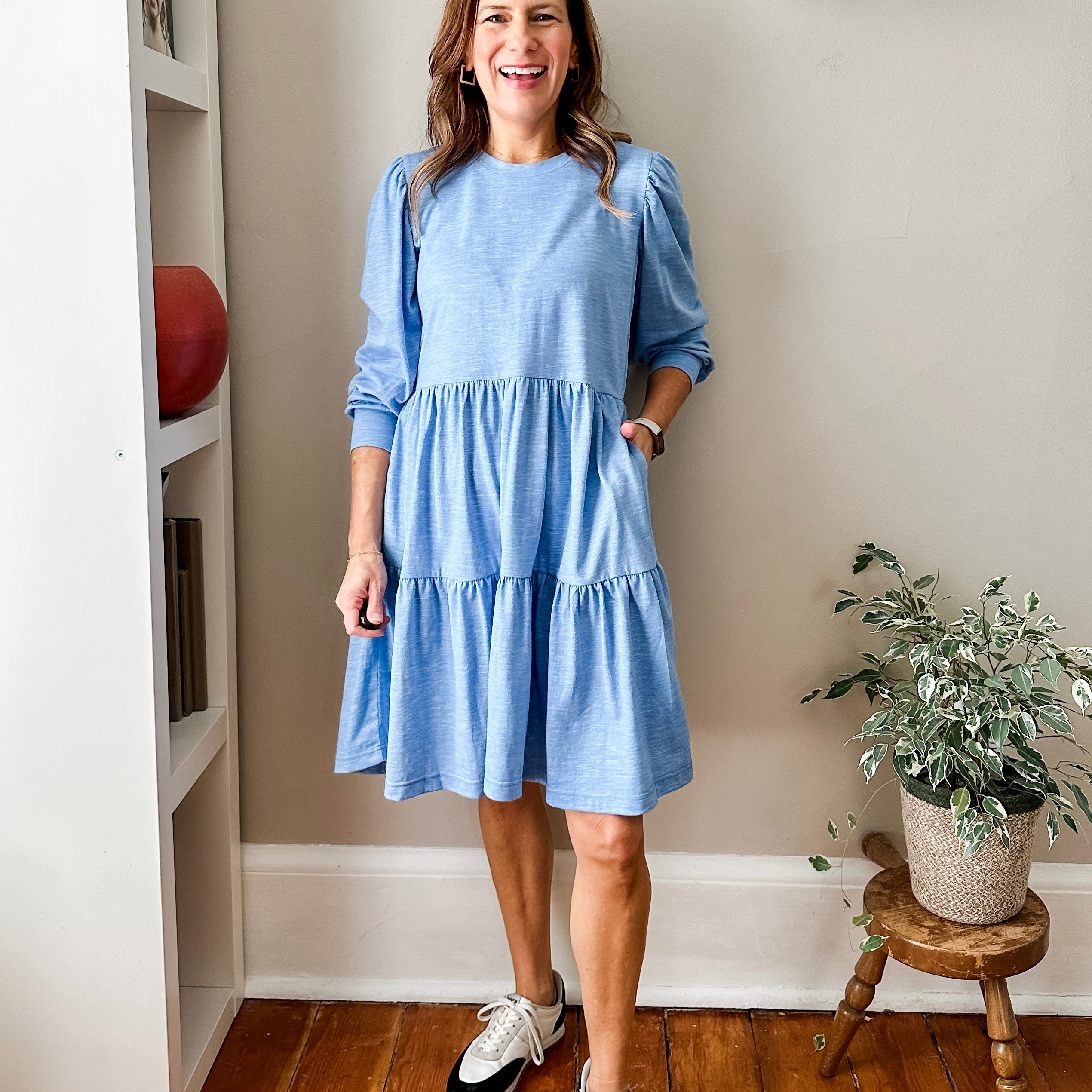 Puff Sleeve Knit Mini Dress